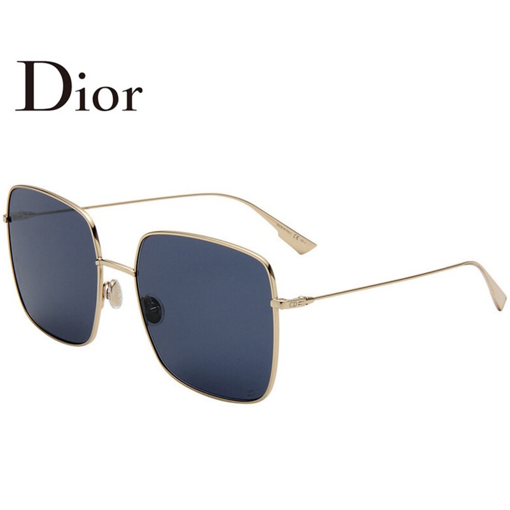 Dior Women's Sunglasses with Gold Frame and Navy Lenses